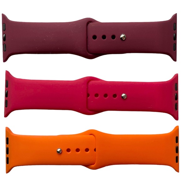 NEW 3 Silicone Sport Bands Apple Watch 44 45mm - S/M FALL Colors - Picture 7 of 7